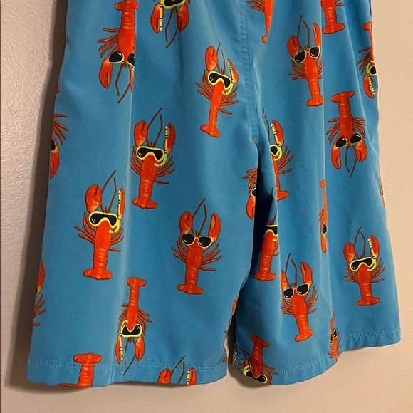 Wonder Nation Boys XL Lobster Swim Trunks Blue Orange Beach Shorts 14-16 - Picture 5 of 6